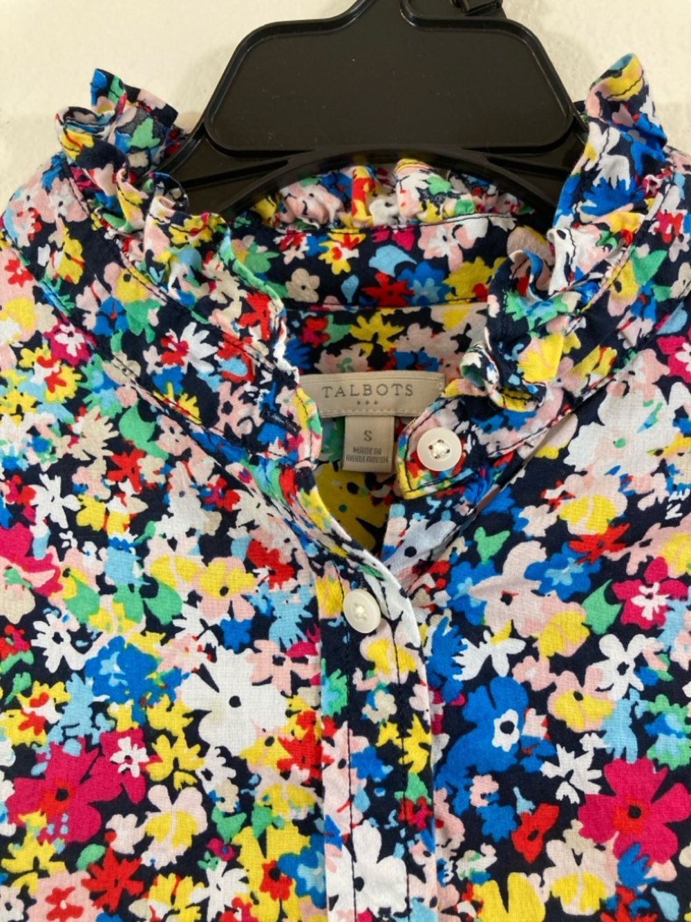 Talbots Multicolor Button-Down Floral Print Blouse with Roll-Up Sleeves Size S - Picture 3 of 11